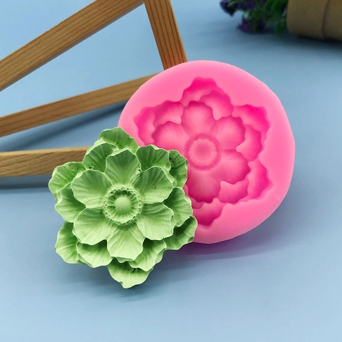 Lotus Flower Silicone Mold For DIY Fondant Chocolate Cake Decorating Jelly Pudding Mold Pink Silicone Baking Tool