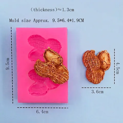 Stampo in Silicone Realistico a Forma di Arachide Doppia Cavità Fai da Te Fondente Cioccolato Decorazione Torte Sapone Resina