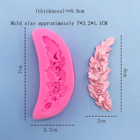 Creative Feather Flower Silicone Mold For DIY Cake Decoration Baking Fondant Chocolate Garland Lace Border Mold Pink