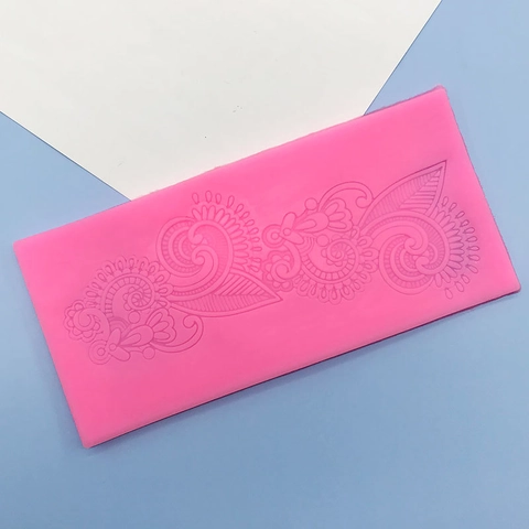 Vintage Kantrand Siliconen Taartvorm Rechthoekig Bloemen Reliëf Fondant Chocolade Suikerkunst DIY Bakken Decoratie Tool