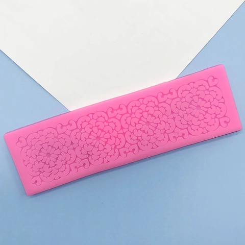 Retro Floral Spitze Rand Silikonform Für Fondant Kuchen Schokolade DIY Backen Sugarcraft Dekorativen Kuchen Rand Form Rosa