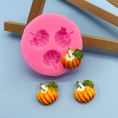 Halloween Pompoen Siliconen Bakvorm Drievoudige Holte Cakevorm Voor DIY Chocolade Fondant Decoratie Tool Roze Rond