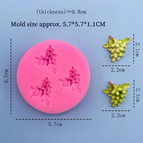 Molde de Silicona con Forma de Uva para Decoración de Pasteles de Chocolate Fondant DIY Vela de Aromaterapia Artesanía de Resina Herramienta de Cocina Rosa