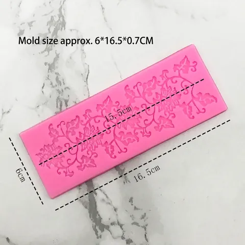 Molde de Silicona Encaje Flor de Enredadera Vintage Para Decoración de Borde de Pastel de Fondant Chocolate Herramienta Rosa