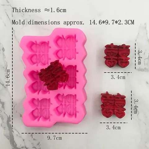 Silikonform Mit Double Happiness Chinesischen Schriftzeichen Herz Muster Für Hochzeit Jahrestag Fondant Schokolade Seife