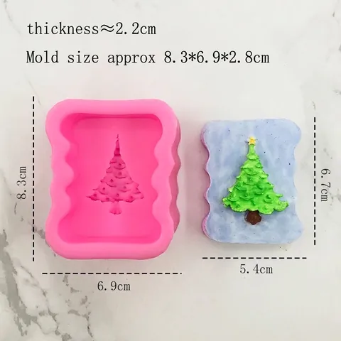 Christmas Tree Silicone Mold Wavy Edge Rectangular Fondant Cake Decoration Mold For DIY Handmade Soap Candle Plaster Tool