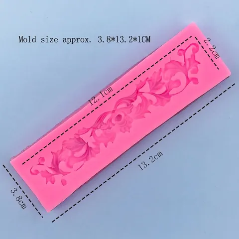 Barokke Bloem Rank Rand Siliconen Vorm Europees Reliëf Fondant Cake Decoratie Tool DIY Chocolade Bakvorm