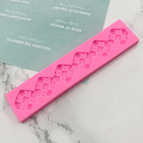 Langer Geometrischer Bordüren Silikonform Für Fondant Kuchen Schokolade DIY Backen Dekofunktion Pink Silikon
