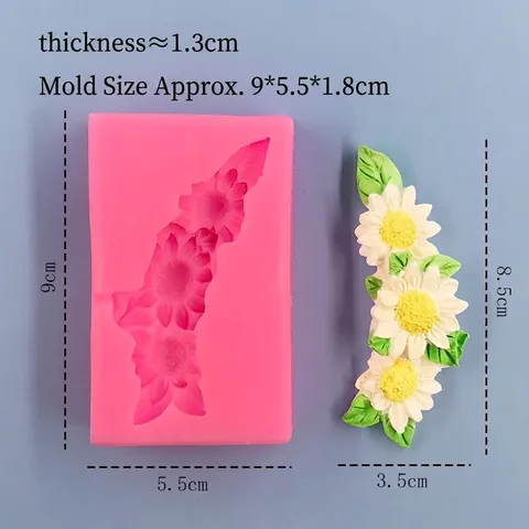 3-Flower Floral Silicone Mold For DIY Fondant Cake Decoration Handmade Chocolate Craft Baking Tool Pink Sunflower Daisy Shapes