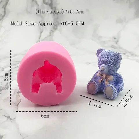 Bow Bear Silicone Mold 3D Animal Bear With Bow Design Cake Decoration Topper Mold For Chocolate Fondant Soap Candle DIY Tool