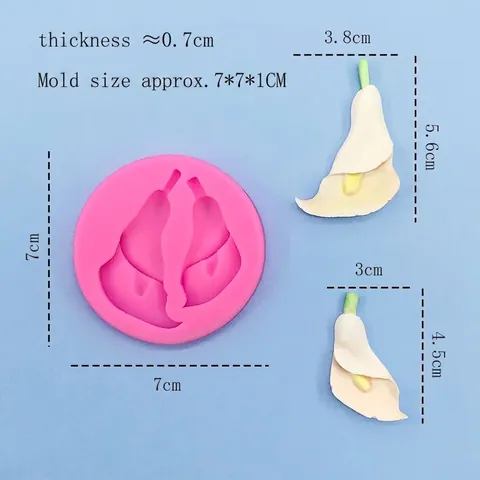Leliebloem Siliconen Mal 2 Holtes Calla Lelie Vorm DIY Fondant Chocolade Cake Decoratie Mal Gips Epoxyhars Ambacht Tool Roze
