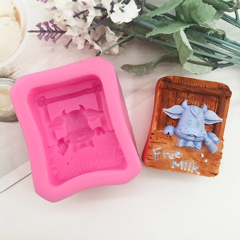 Molde de Silicona 3D Ternero de Dibujos Animados para Hornear DIY Chocolate Fondant Jabón Yeso Vela Pastel Decorativo Forma Animal