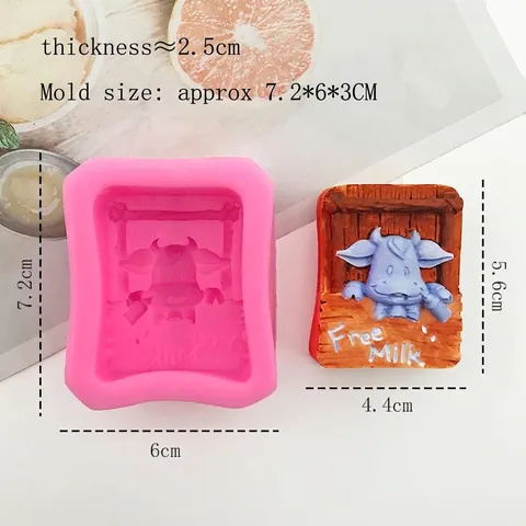 Molde de Silicona 3D Ternero de Dibujos Animados para Hornear DIY Chocolate Fondant Jabón Yeso Vela Pastel Decorativo Forma Animal