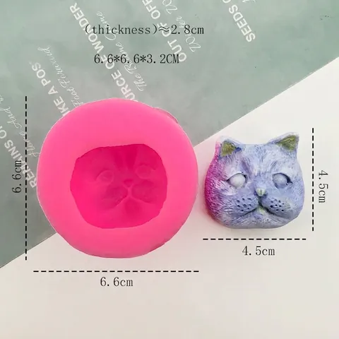 Molde de Silicona con Cabeza de Gato 3D para Decoración de Pasteles de Chocolate Fondant Yeso Velas DIY Molde de Animales