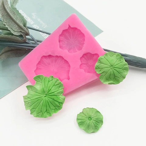 Lotosblatt Silikonform Drei Löcher Botanisch Fondant Schokoladen Kuchen Dekoration Form Seife Kerze DIY Handwerk Backwerkzeug