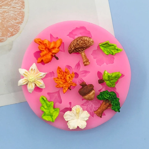 Stampo in Silicone a Forma di Foglia e Fiore della Foresta per Decorazione Torte Fondente Cioccolato Resina Multidesign