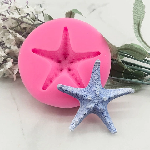 Molde de Silicona para Pastel en Forma de Estrella de Mar 3D Vida Marina DIY Chocolate Fondant Jabón Vela Rosa Herramientas de Cocina