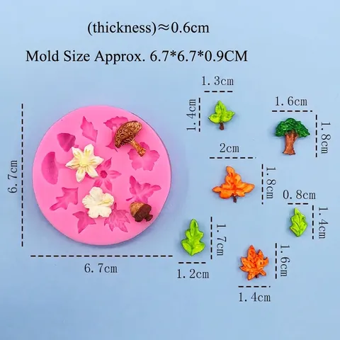 Stampo in Silicone a Forma di Foglia e Fiore della Foresta per Decorazione Torte Fondente Cioccolato Resina Multidesign