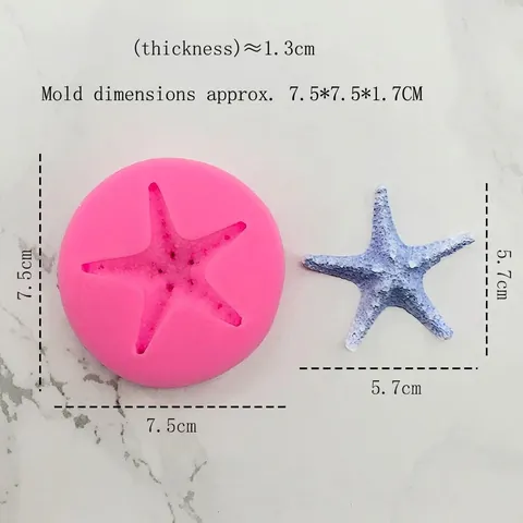 Molde de Silicona para Pastel en Forma de Estrella de Mar 3D Vida Marina DIY Chocolate Fondant Jabón Vela Rosa Herramientas de Cocina