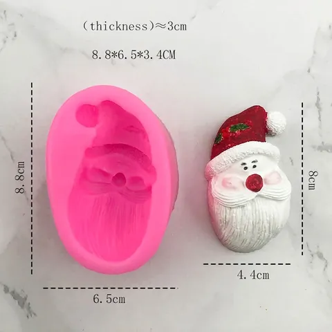Santa Claus Hat Face Silicone Mold Christmas Cookie Chocolate Fondant Cake Decorating Tool DIY Resin Plaster Hand Mould