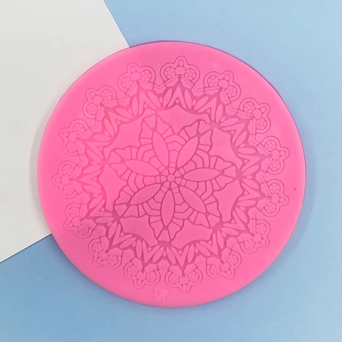 Rund Mandala Spitze Silikonform Für Fondant Tortendeko DIY Backwerkzeug Blumenmuster Geprägte Schokolade Sugarcraft Form