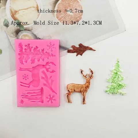 Christmas Deer Snowflake Silicone Mold DIY Fondant Chocolate Cake Decorating Tool Reindeer Christmas Tree Resin Craft Mold