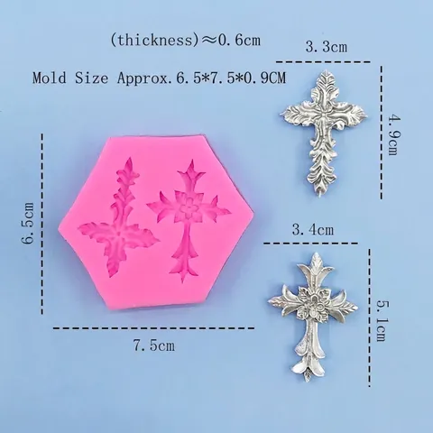 Barock Stil Kreuz Silikonform Sechseck Relief Blumenmuster Fondant Tortendekoration Schokolade Gips DIY Backwerkzeug