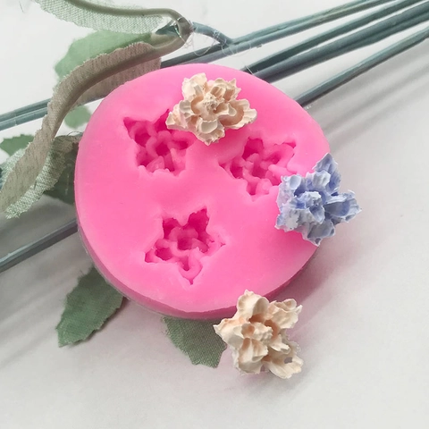 3 Slots Plum Blossom Flower Silicone Mold DIY Baking Tool For Cake Chocolate Fondant Gypsum Plaster Drop Glue Pink Mold