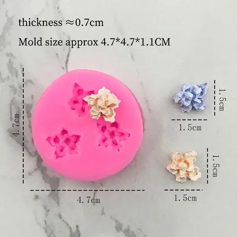 3 Slots Plum Blossom Flower Silicone Mold DIY Baking Tool For Cake Chocolate Fondant Gypsum Plaster Drop Glue Pink Mold