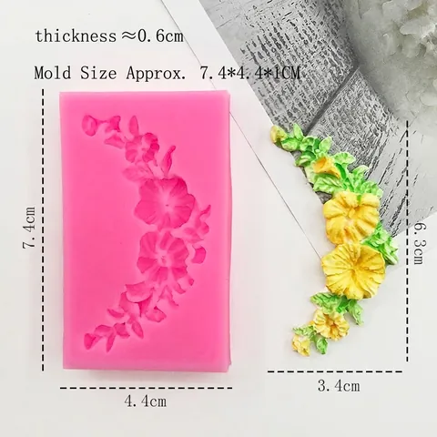 Stampo per Torte in Silicone a Ghirlanda di Fiori DIY Fondant Cioccolato Decorazione Floreale Foglia Goffrata 3D