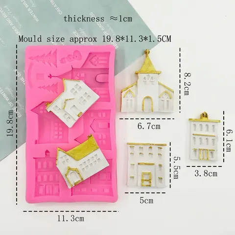 Schlosshaus Silikonform Für Fondant Tortendekoration Schokolade Gips Harz Kerze Seife Herstellung DIY Backwerkzeug