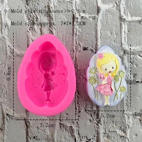 Molde de Silicona de Niña Hada de las Flores de Dibujos Animados para Jabón Artesanal Decoración de Pasteles Yeso