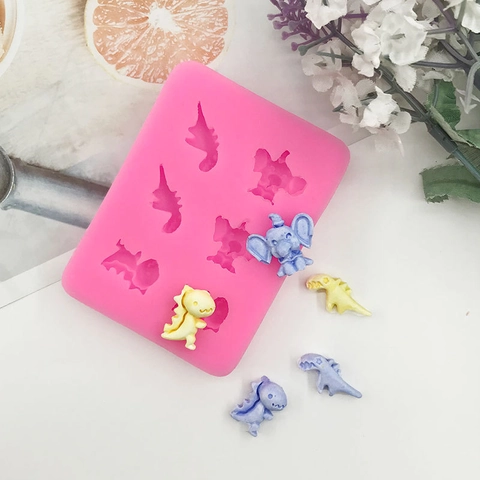 Cartoon Elephant Dinosaur Silicone Mold DIY Chocolate Candy Fondant Cake Decorating Tool Baking Mold For DIY Craft