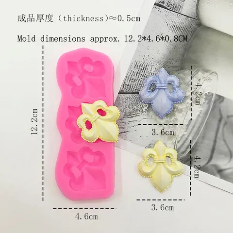Molde de Silicona con Relieve de Flor de Lis Vintage para Bordes de Pasteles Diseño de Tótem Simétrico Fondant Chocolate DIY Repostería Rosa