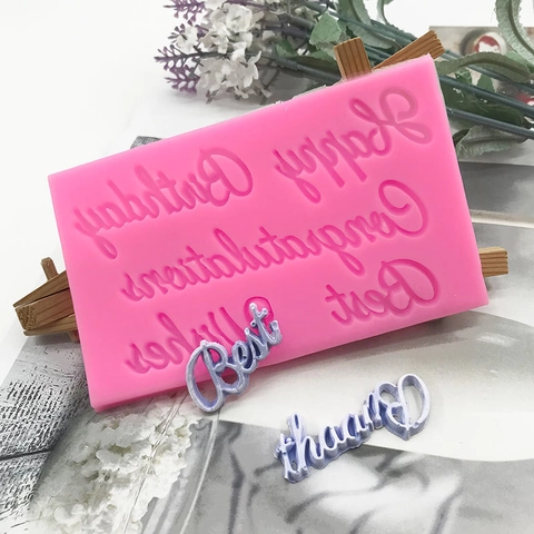 Stampo in Silicone per Torte con Lettere Happy Birthday Congratulations Best Wishes Fondant Cioccolato DIY Strumento Decorativo