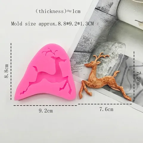 Hert Siliconen Vorm Voor DIY Taart Koekje Chocolade Fondant Hars Gips Decoratie Rendier Vormig 3D Bakgereedschap Roze