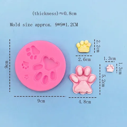 Silikon Hunde Pfoten Form Zum Backen DIY Kuchen Deko Schokolade Süßigkeiten Herstellung Katzen Pfotenabdruck Tierform Fondant Harz Ton Werkzeug Rosa