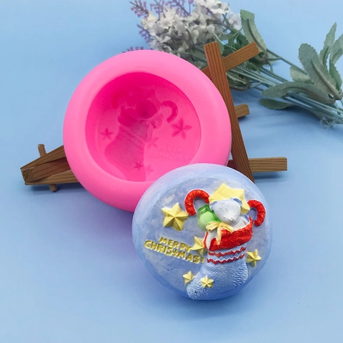 Weihnachten Bär Strumpf Stern Silikonform Für DIY Handgemachte Seife Schokolade Kuchen Fondant Gips Kerze Backform Werkzeug