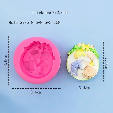 DIY Kussende Jongen En Meisje Siliconen Vorm Voor Fondant Taart Zeep Gips Kaars Maken Rond 3D Reliëf Bruiloft Decor