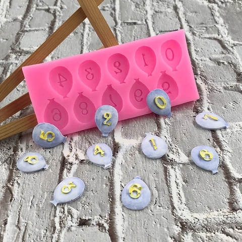 Luftballon Zahlen Silikonform Für Schokolade Fondant Tortendeko Werkzeug DIY Handgemachte Ton Backform Rosa