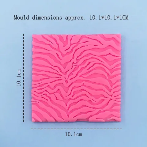 Siliconen Textuur Embossing Vorm Vierkant Zebramuster Cake Decorating Tool Fondant DIY Klei Zeep Bakvorm Roze Textuur Pad