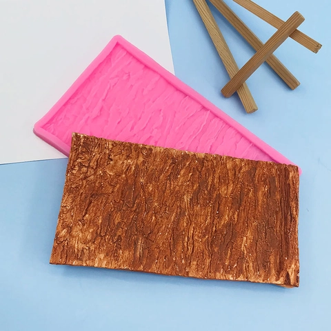 Stampo in Silicone con Texture a Corteccia d'Albero per Decorazione di Torte Fondente Cioccolato Fai da Te Rosa Rettangolare
