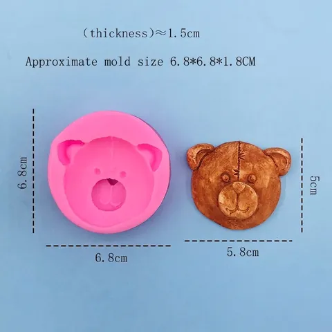 Cartoon Bear Head Silicone Mold DIY Fondant Chocolate Cake Decorating Baking Tool Gypsum Candle Soap Crafting Pink Mold