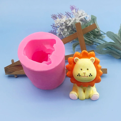 3D Lion Silicone Mold Animal Shape Fondant Chocolate Cake Decorating Mold DIY Soap Candle Aroma Stone Making Bakeware Tool