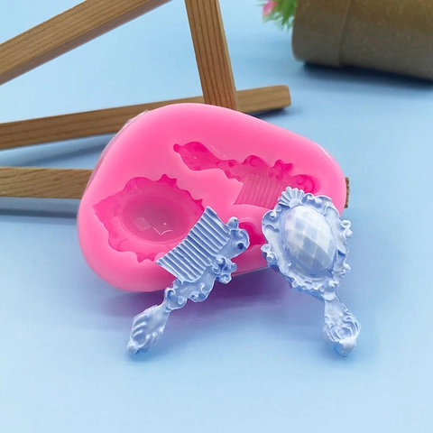 Mini Spiegel Kamm Silikonform Vintage Geschnitzt Fondant Kuchenform Rosa Schokolade Gips Harz Ton Handwerk Werkzeug Küchenbackform