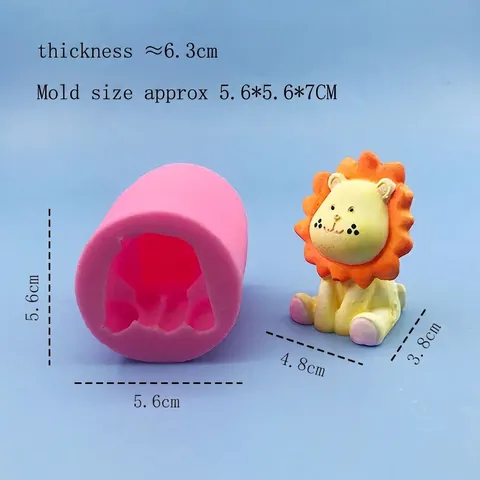 3D Lion Silicone Mold Animal Shape Fondant Chocolate Cake Decorating Mold DIY Soap Candle Aroma Stone Making Bakeware Tool