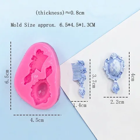 Mini Spiegel Kamm Silikonform Vintage Geschnitzt Fondant Kuchenform Rosa Schokolade Gips Harz Ton Handwerk Werkzeug Küchenbackform