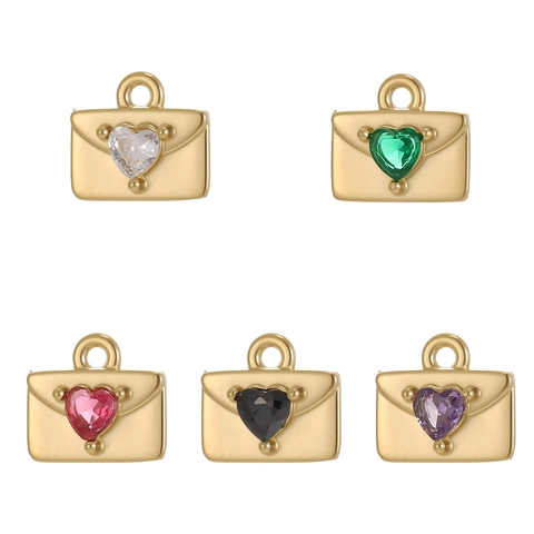 Stainless Steel Envelope Heart Pendant Necklace Charm For Women DIY Jewelry Making Gold Silver Love Letter Pendant
