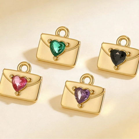 Stainless Steel Envelope Heart Pendant Necklace Charm For Women DIY Jewelry Making Gold Silver Love Letter Pendant