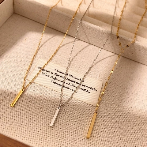 Collana con Pendente Geometrico in Acciaio Inossidabile Oro Argento Oro Rosa Minimalista Gioielli per Donna Moda Quotidiana